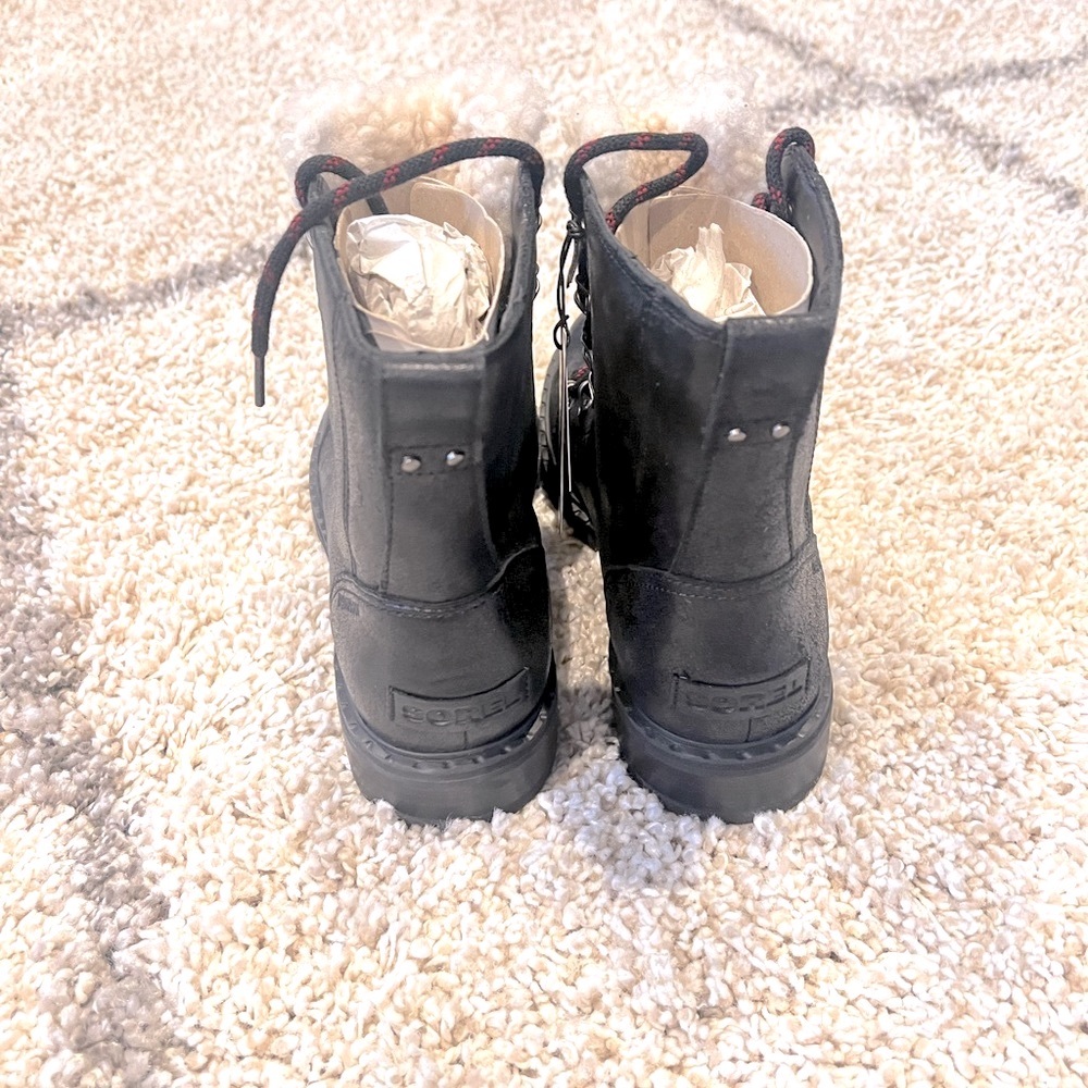 Sorel Lennox Lace Cozy Black Sherpa Waterproof Boots Women’s size 11 NO BOX - Picture 6 of 7